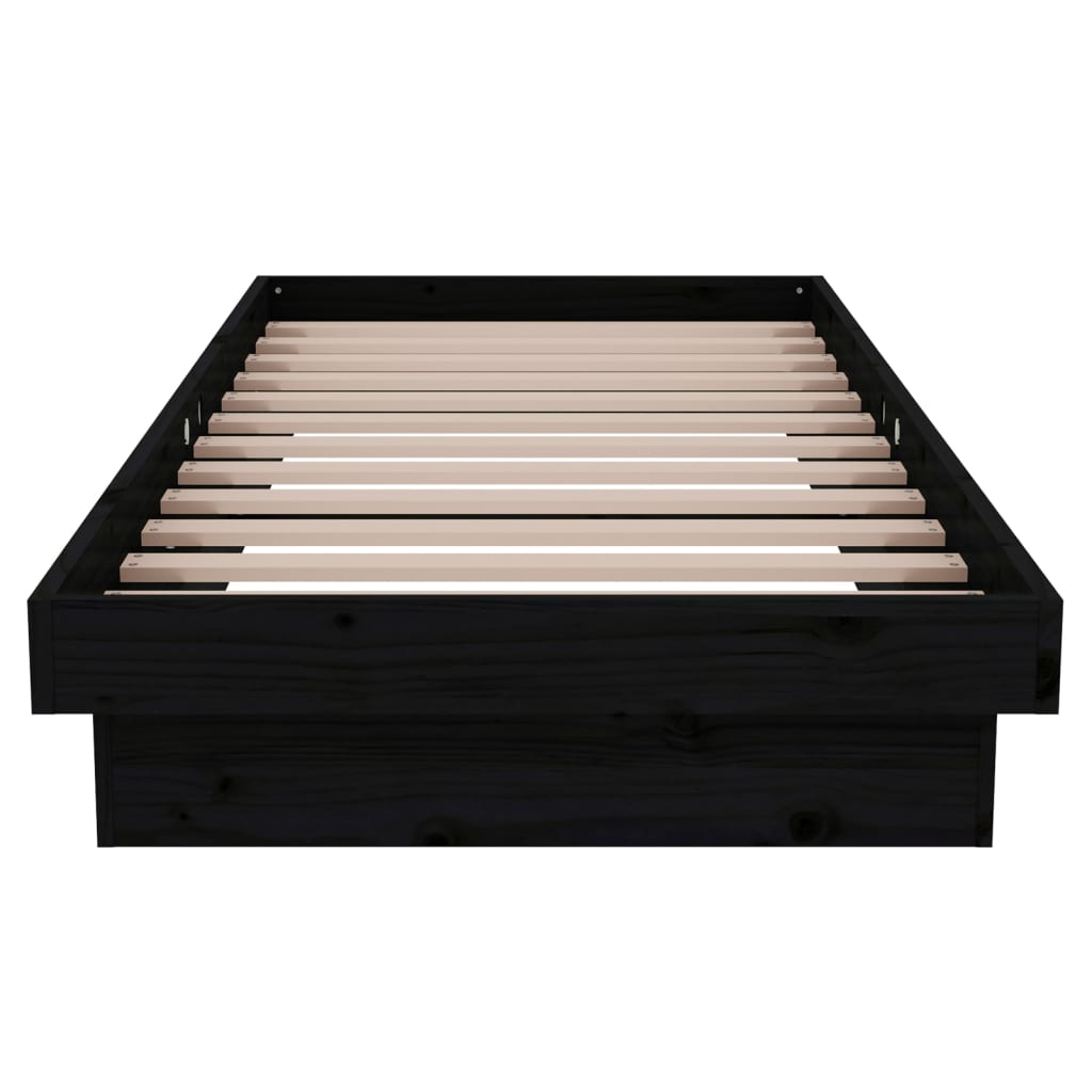 Solid wood bed without mattress black