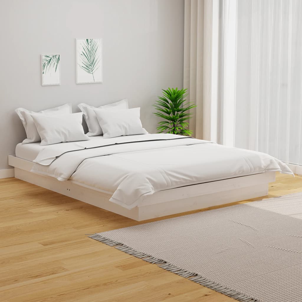 Solid Wood Bed White 120x190 cm