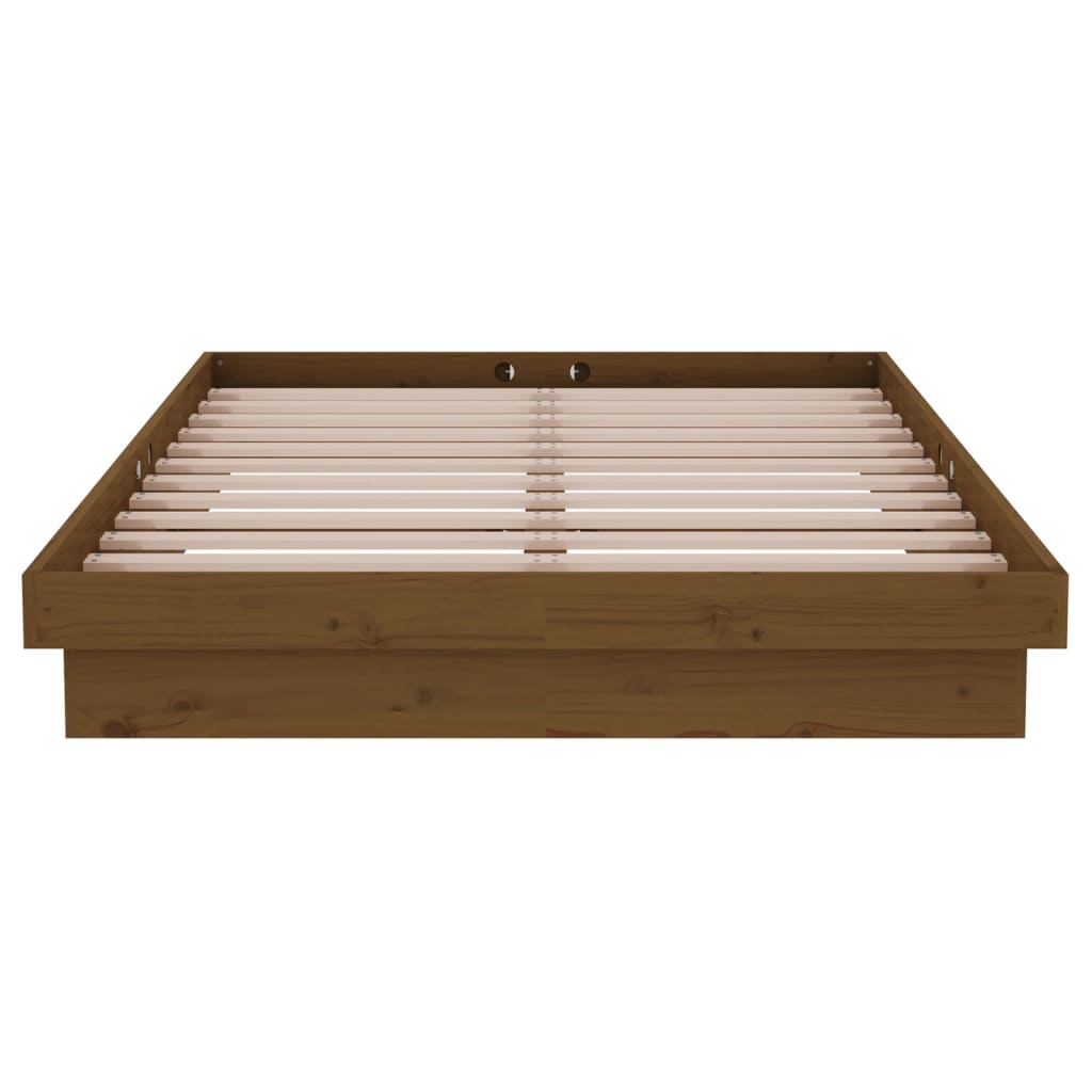 Solid wood bed honey brown 120x190 cm