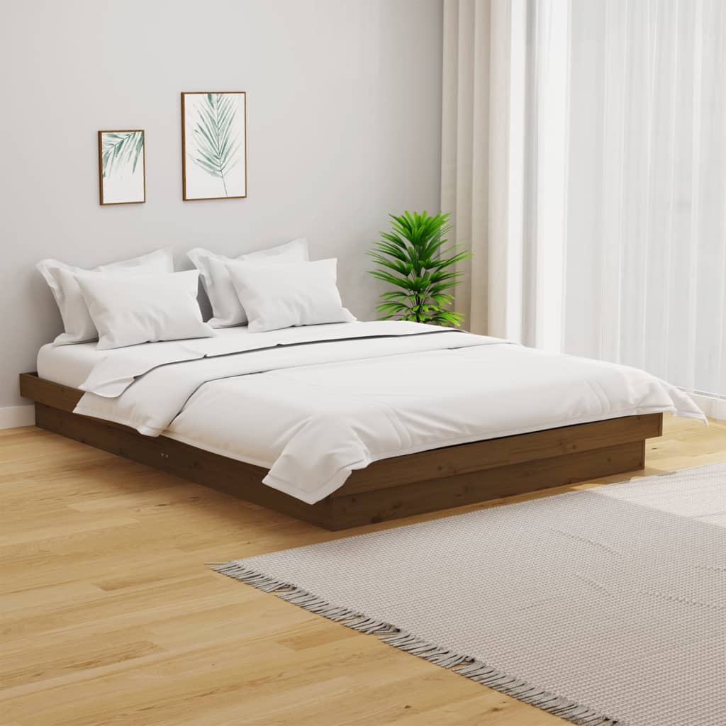 Solid wood bed honey brown 120x190 cm