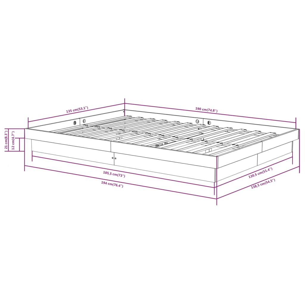 solid wood bed 135x190 cm