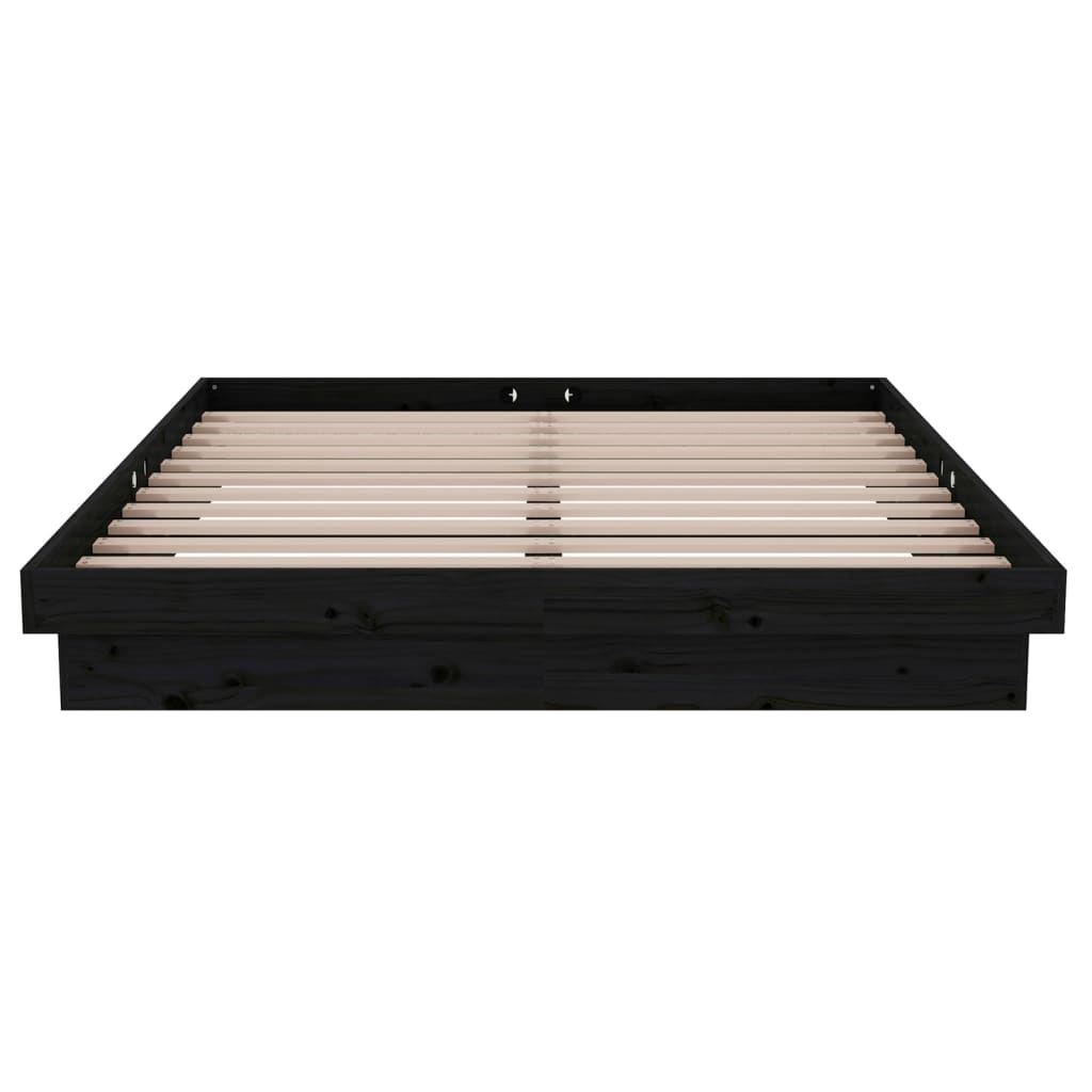 Solid wood bed black 140x190 cm