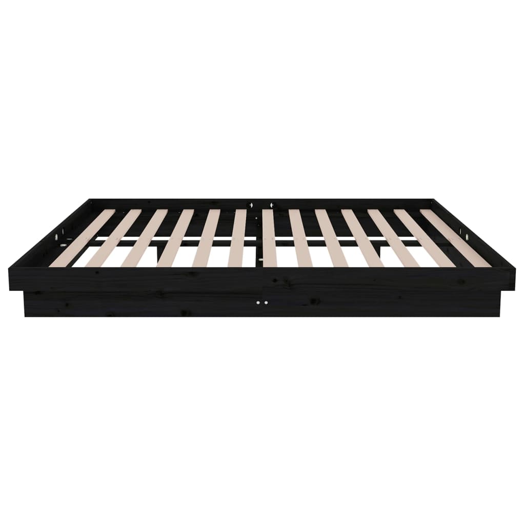 Solid wood bed black 140x190 cm