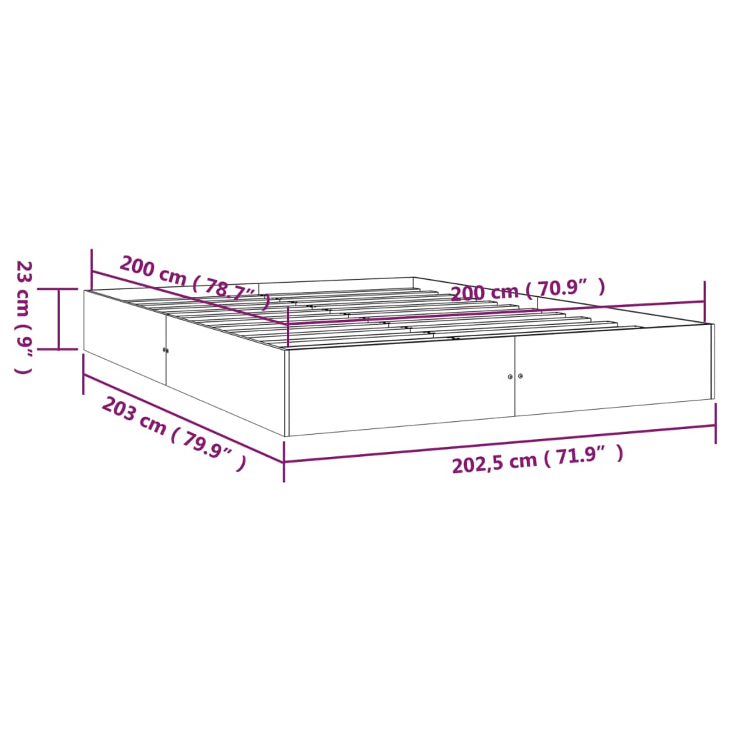 Solid Wood Bed White 200x200 cm