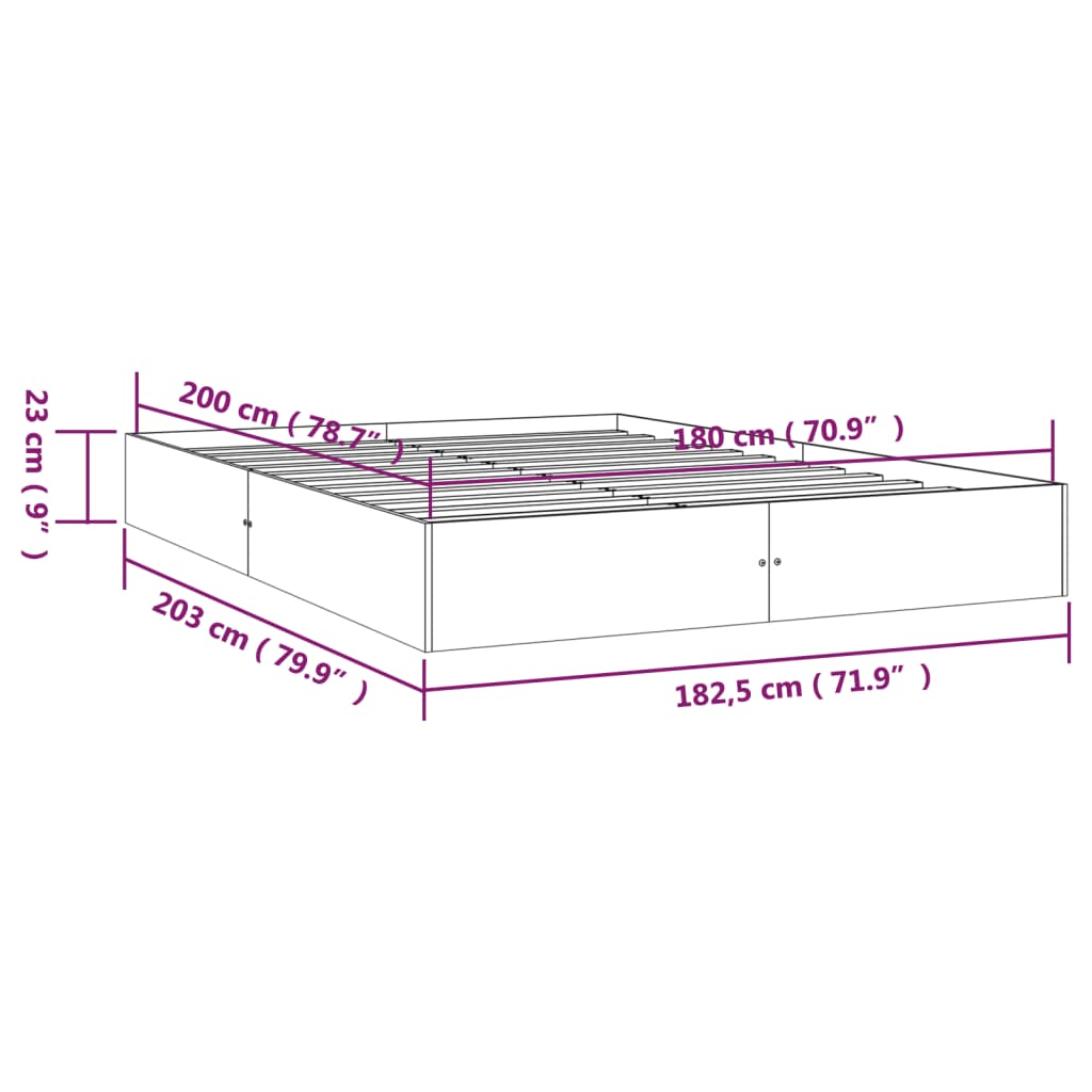 Solid Wood Bed White 180x200 cm