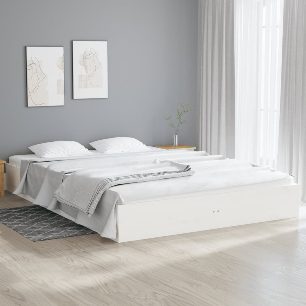 Solid Wood Bed White 180x200 cm