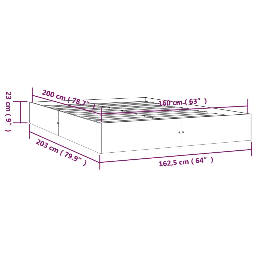 Solid Wood Bed White 160x200 cm