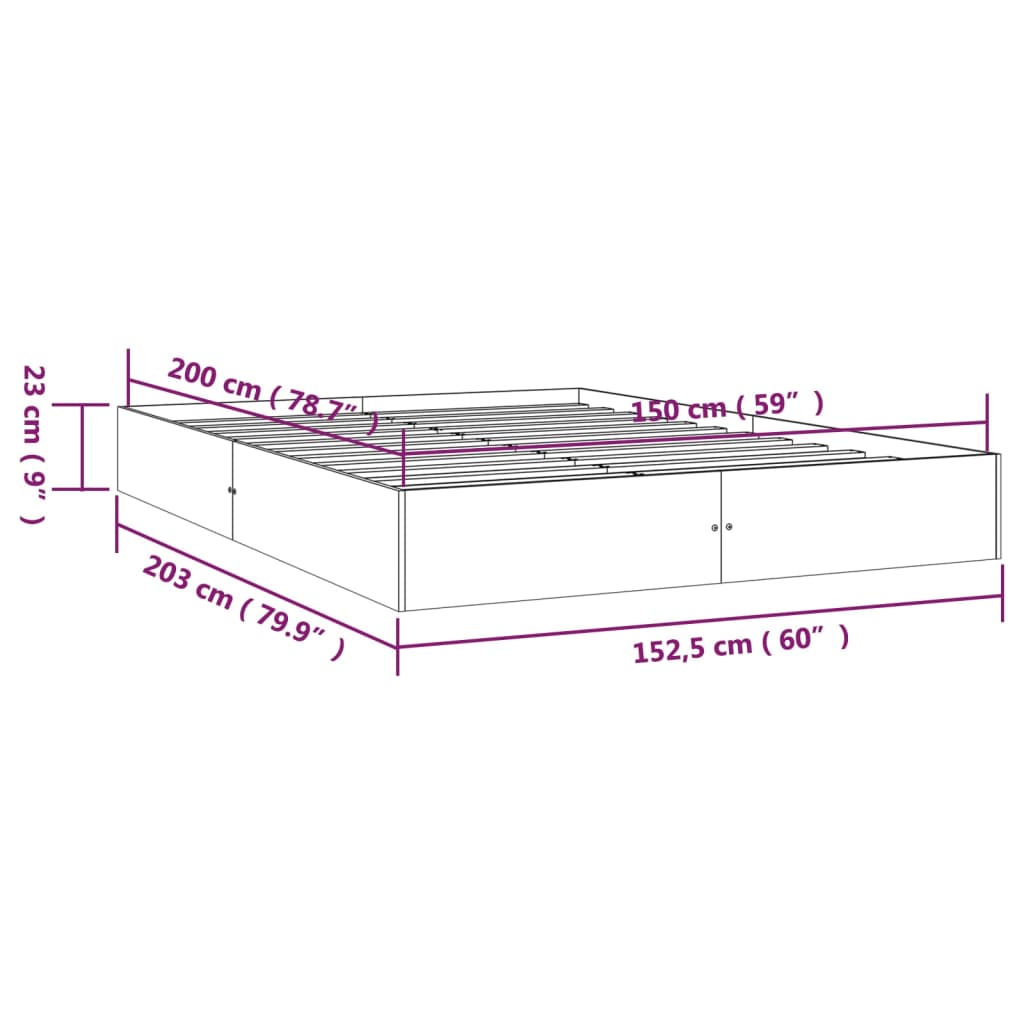 Solid Wood Bed White 150x200 cm