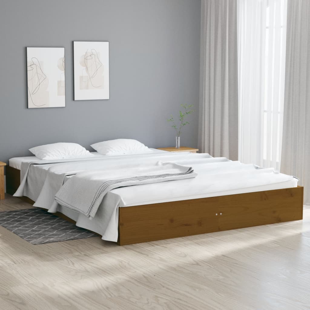 solid wood bed honey brown 150x200 cm