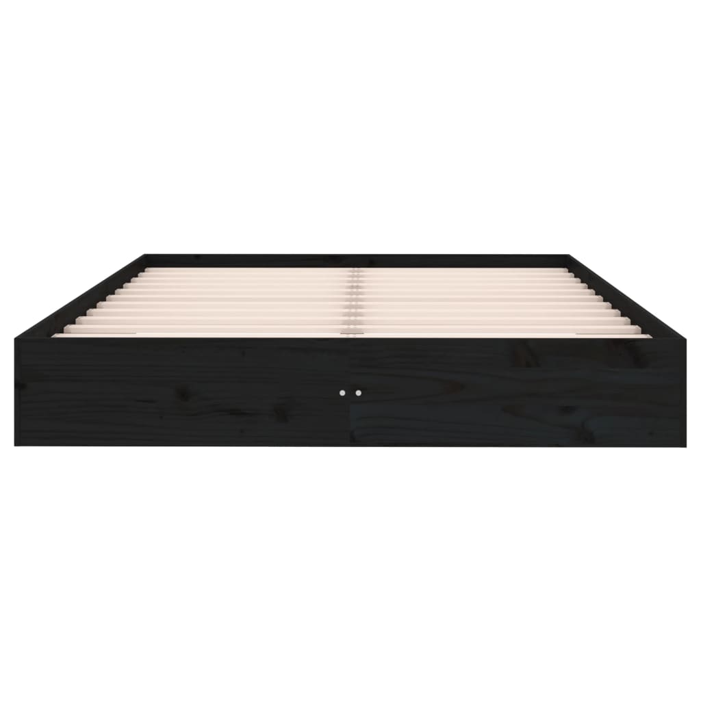 Solid wood bed black 150x200 cm