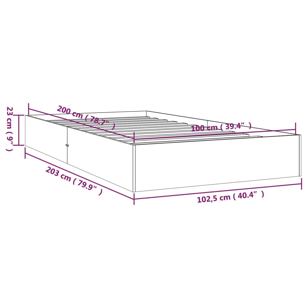 solid wood bed 100x200 cm