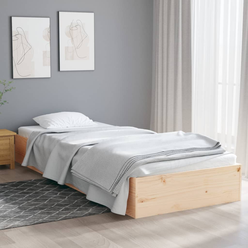 solid wood bed without mattress 75x190 cm