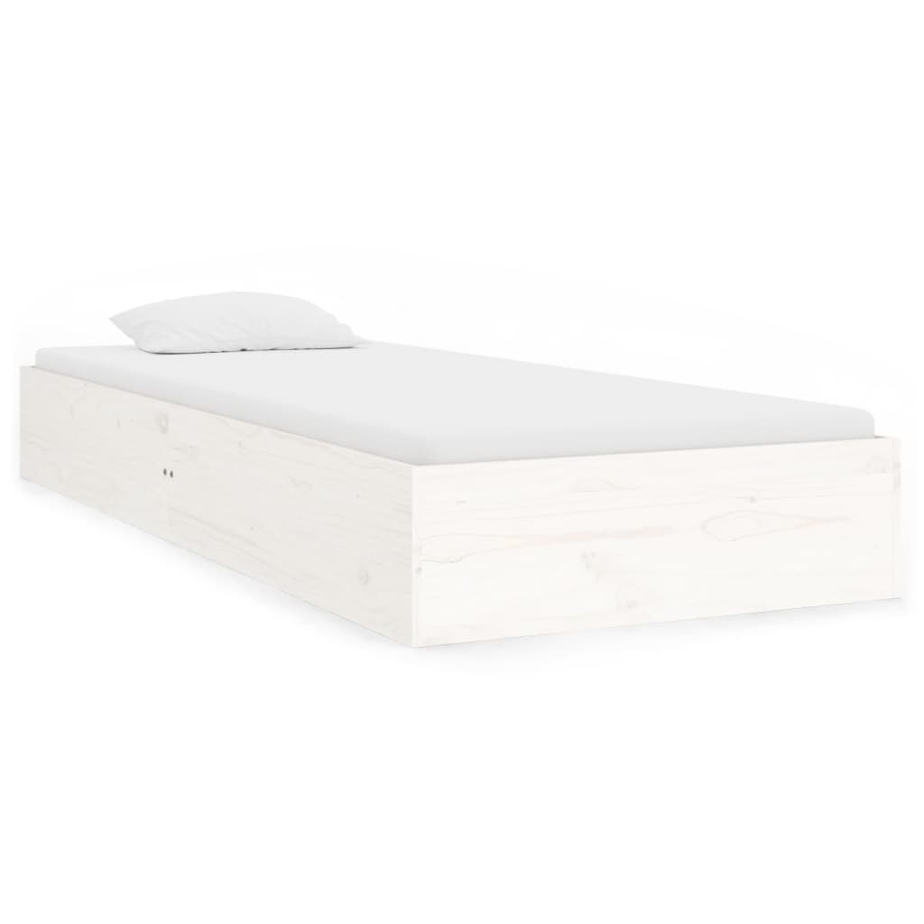 Solid wood bed without mattress white 75x190 cm