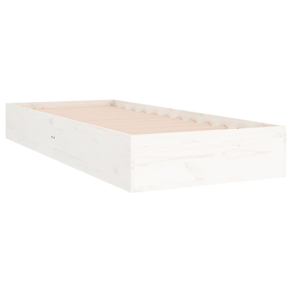 Solid wood bed without mattress white 75x190 cm