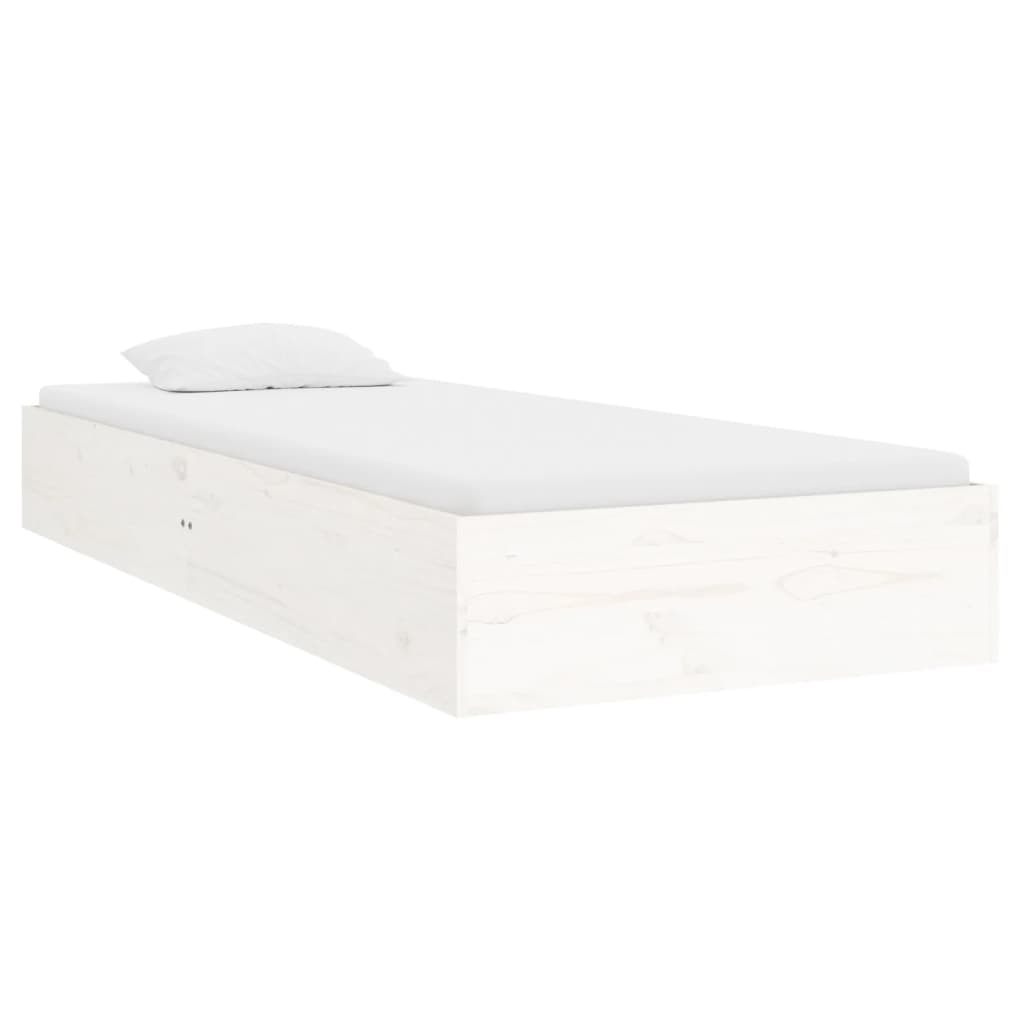 Solid wood bed without mattress white 75x190 cm