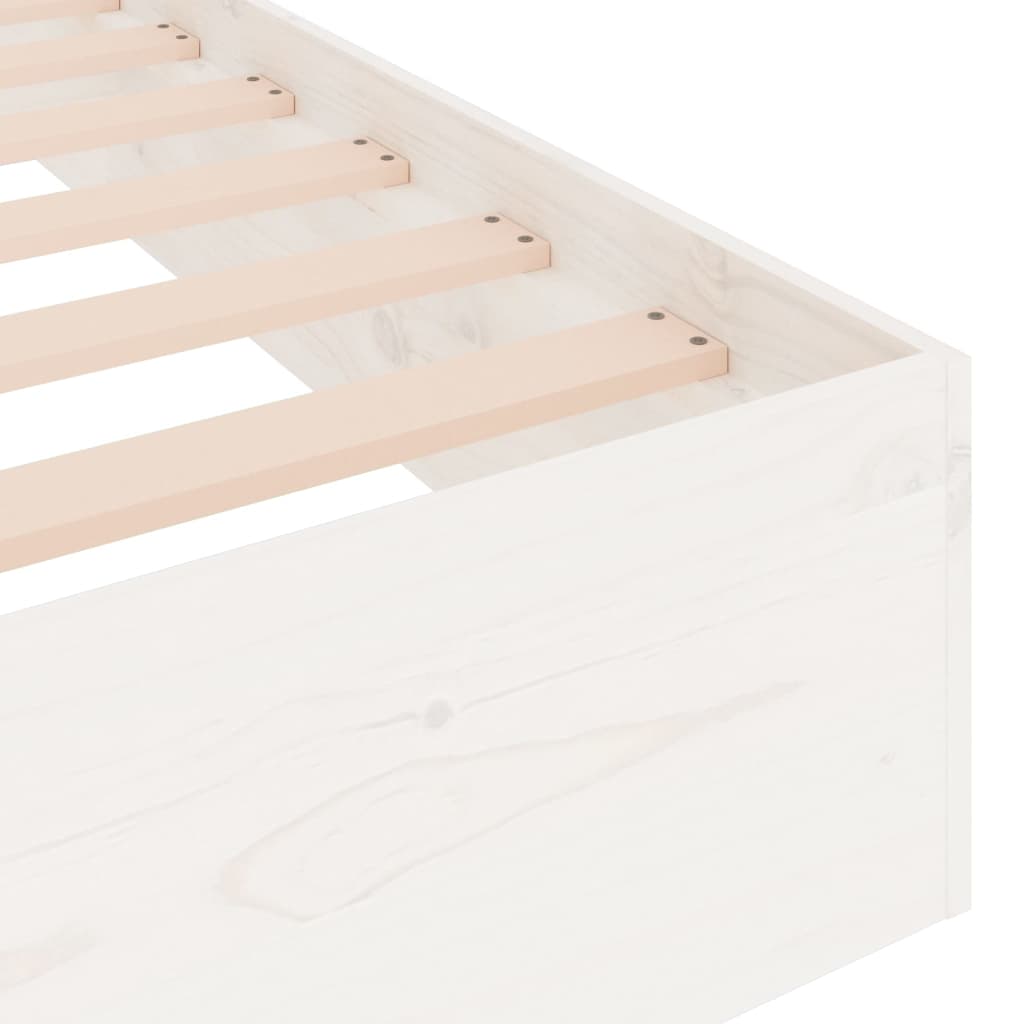 Solid wood bed without mattress white 75x190 cm