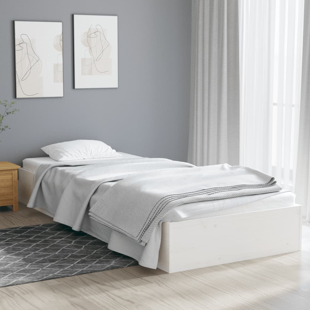 Solid wood bed without mattress white 75x190 cm