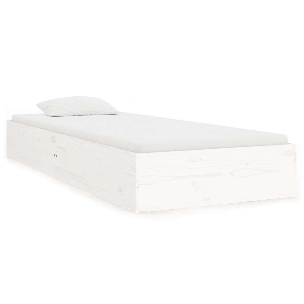 Solid Wood Bed White 90x190 cm