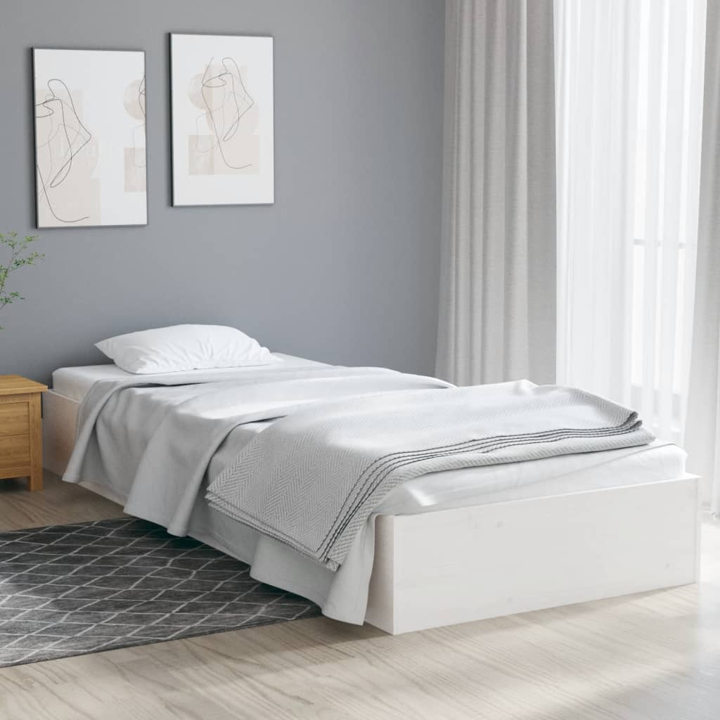 Solid Wood Bed White 90x190 cm