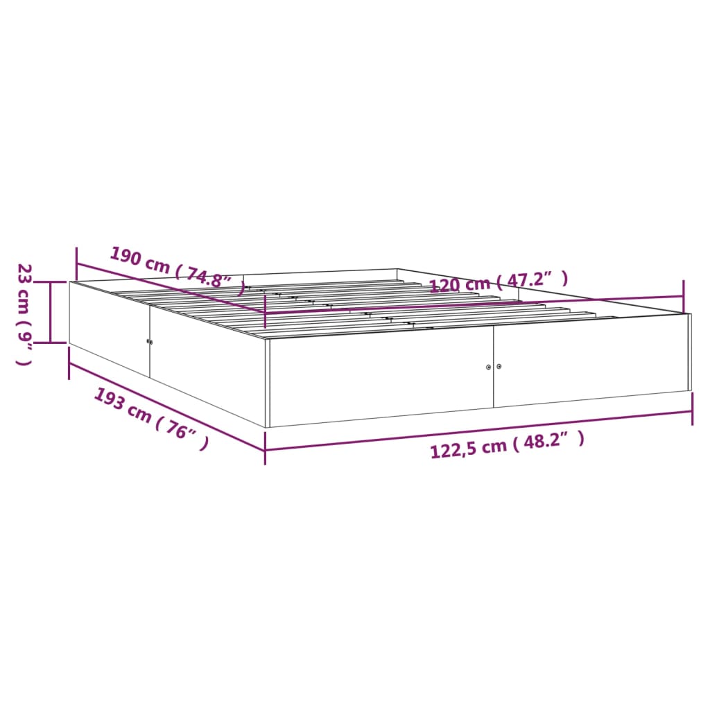 solid wood bed 120x190 cm