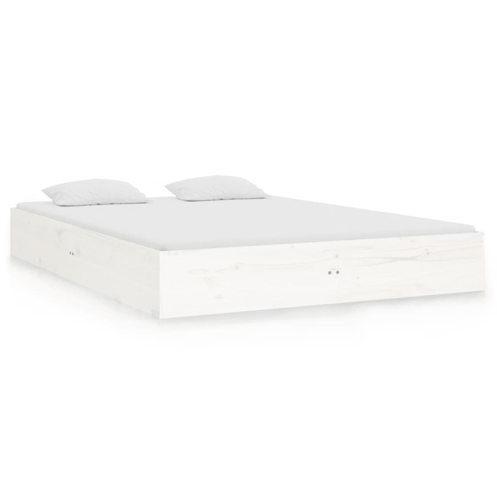 Solid Wood Bed White 120x190 cm