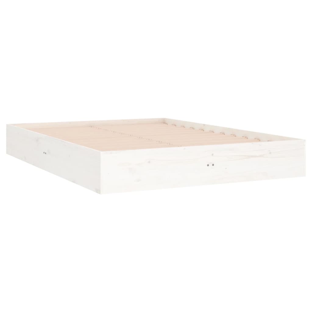 Solid Wood Bed White 120x190 cm