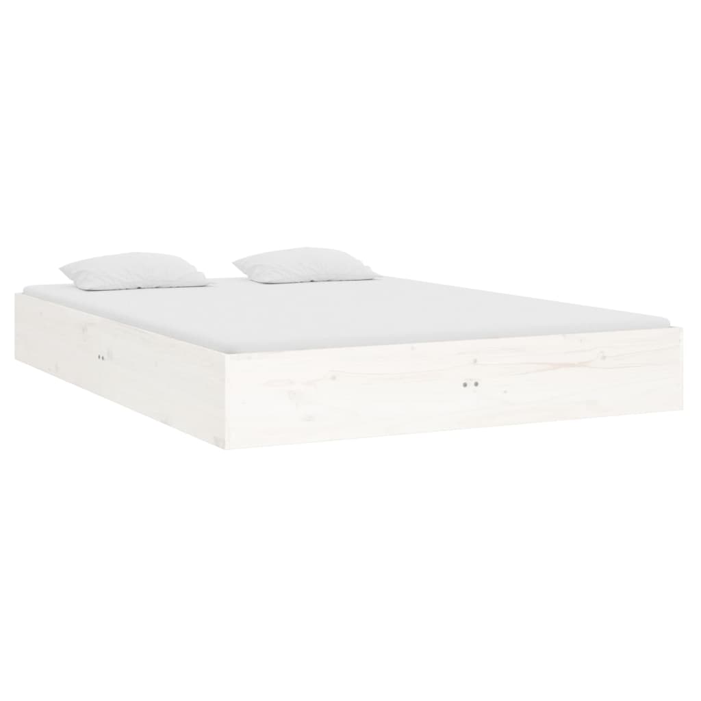 Solid Wood Bed White 120x190 cm