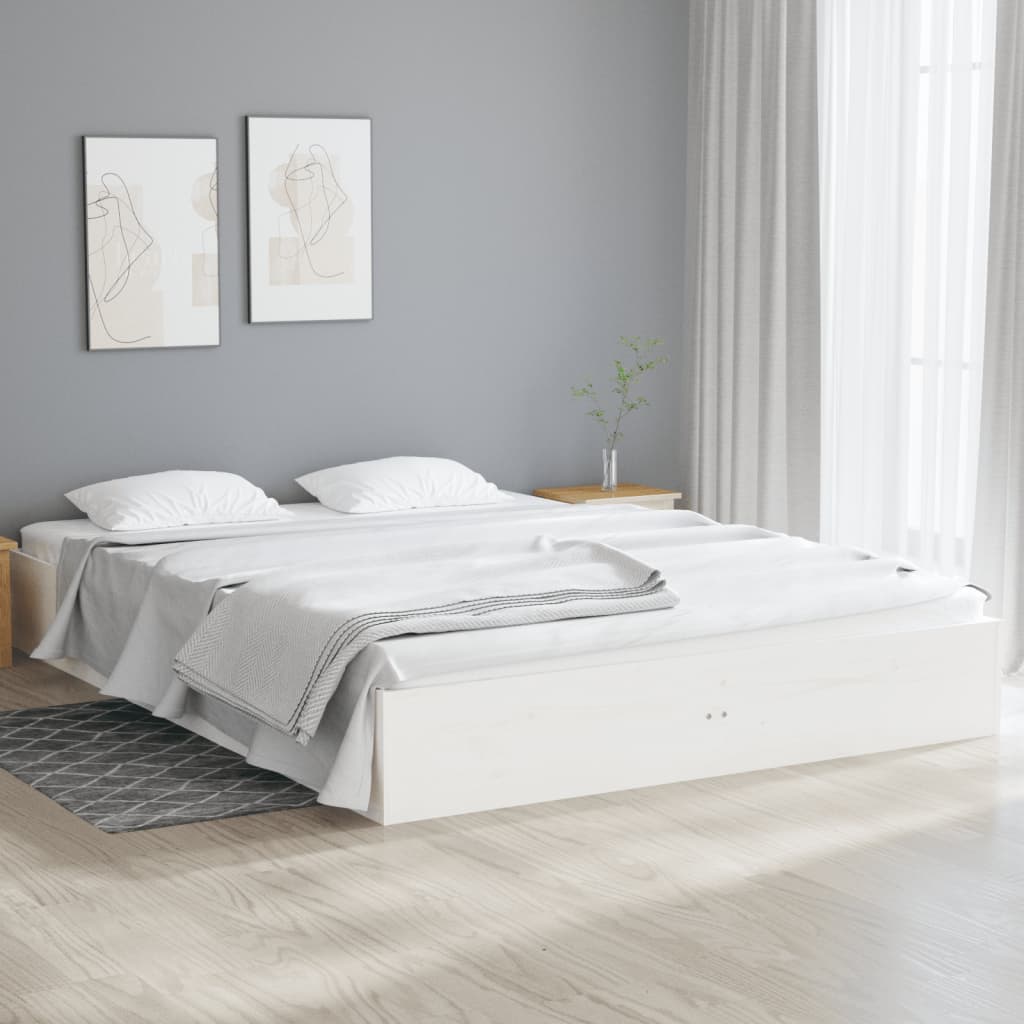 Solid Wood Bed White 120x190 cm