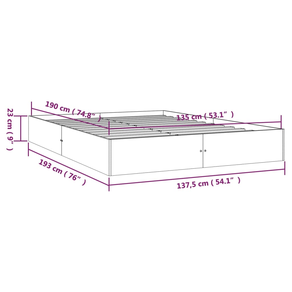 solid wood bed 135x190 cm