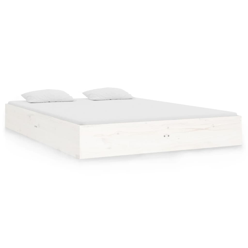 Solid Wood Bed White 140x190 cm