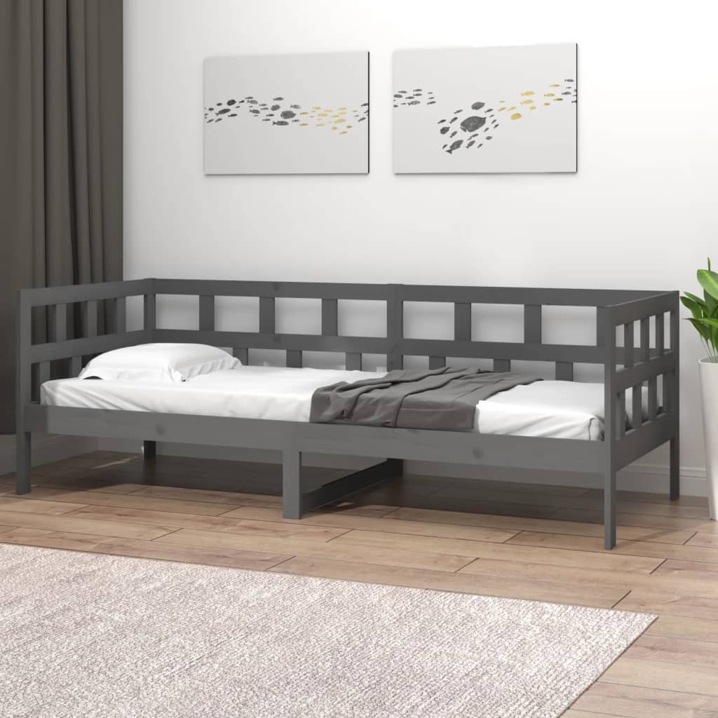 Daybed Grey Solid Pine Wood 90x200 cm