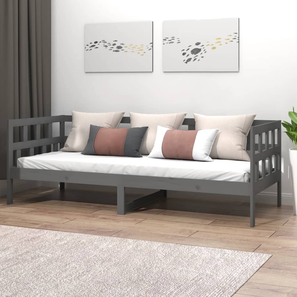 Daybed Grey Solid Pine Wood 90x200 cm