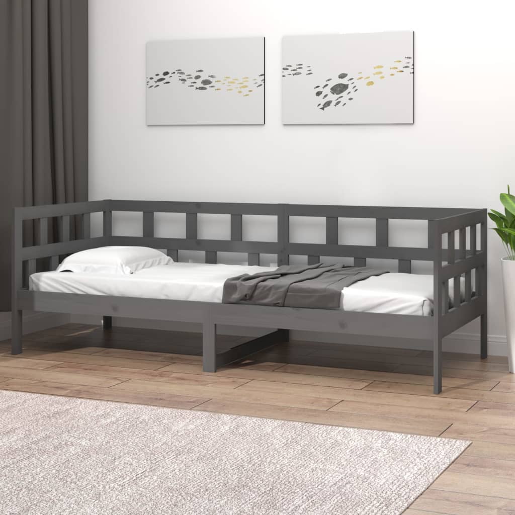 Daybed Grey Solid Pine Wood 80x200 cm