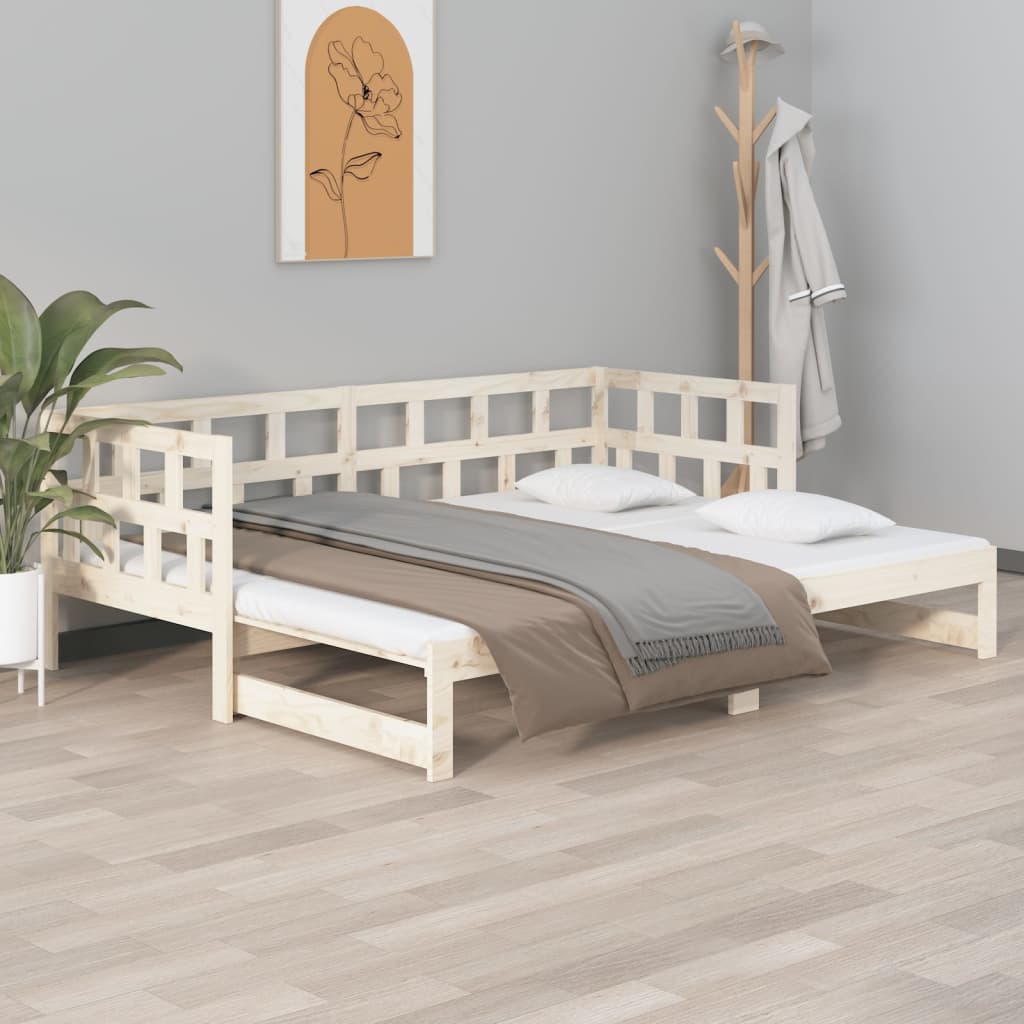 Daybed extendable solid pine wood 2x(90x200) cm