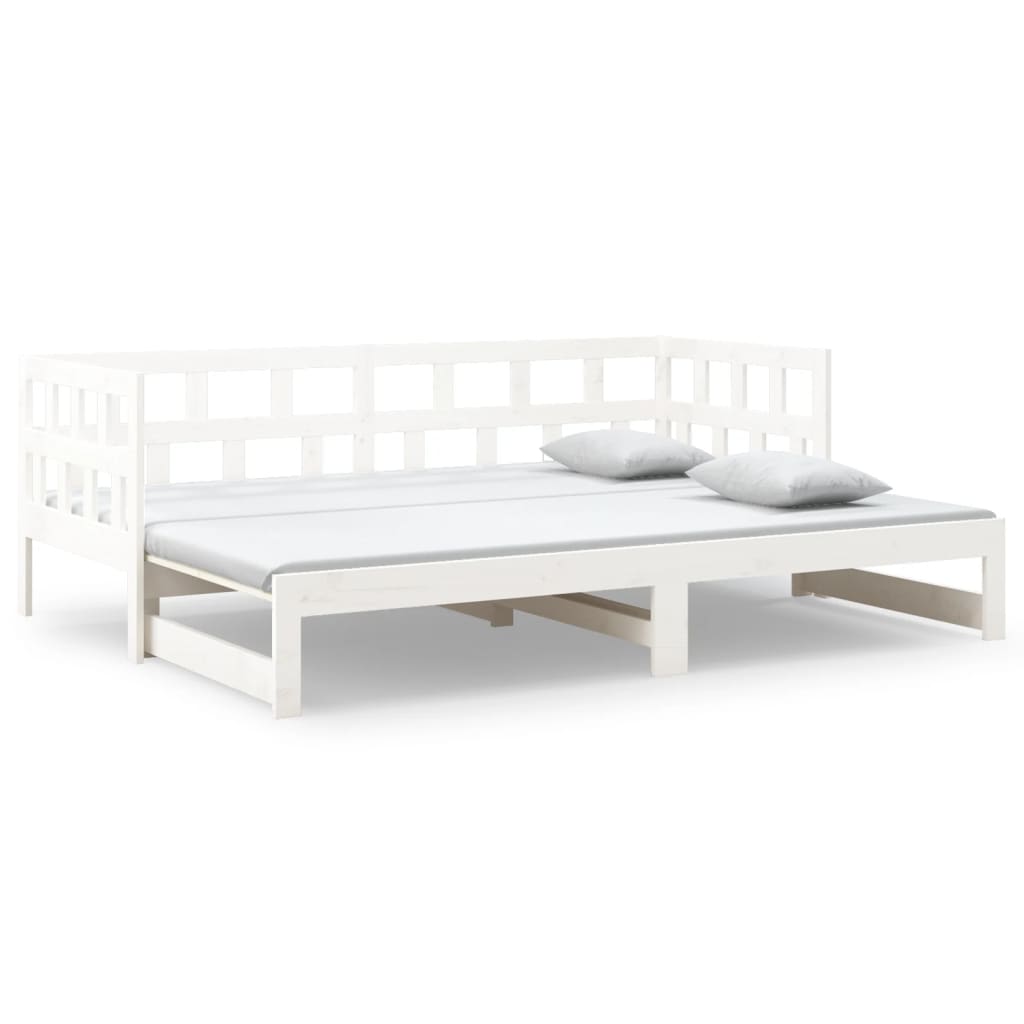 Daybed Extendable White Solid Pine 2x(90x200) cm