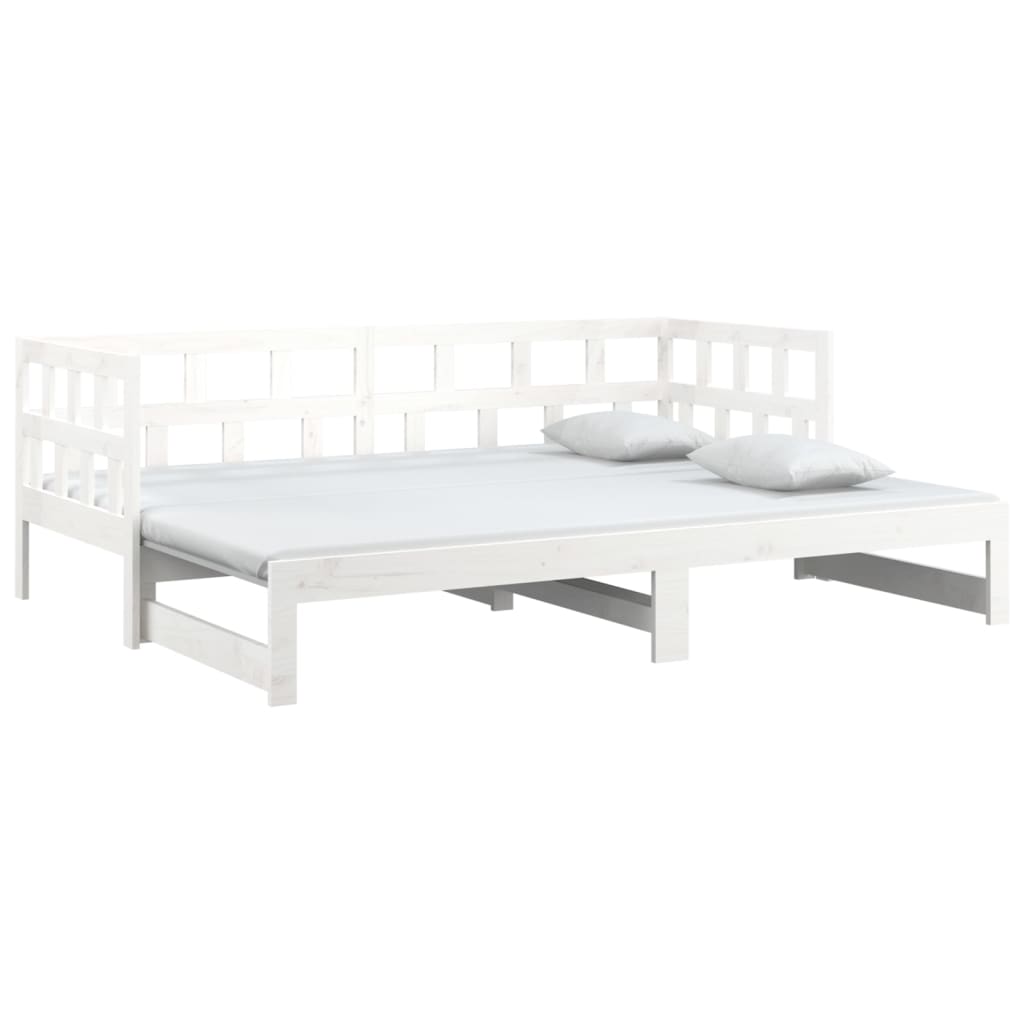 Daybed Extendable White Solid Pine 2x(90x200) cm