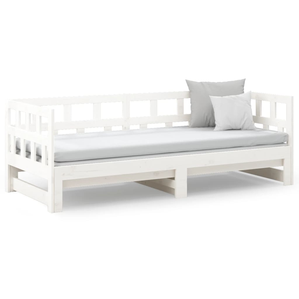 Daybed Extendable White Solid Pine 2x(90x200) cm