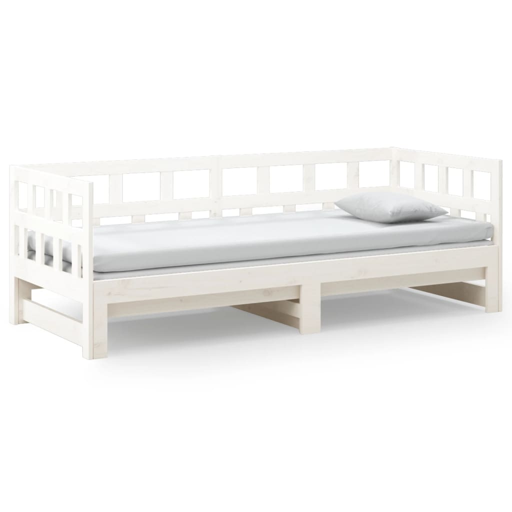 Daybed Extendable White Solid Pine 2x(90x200) cm