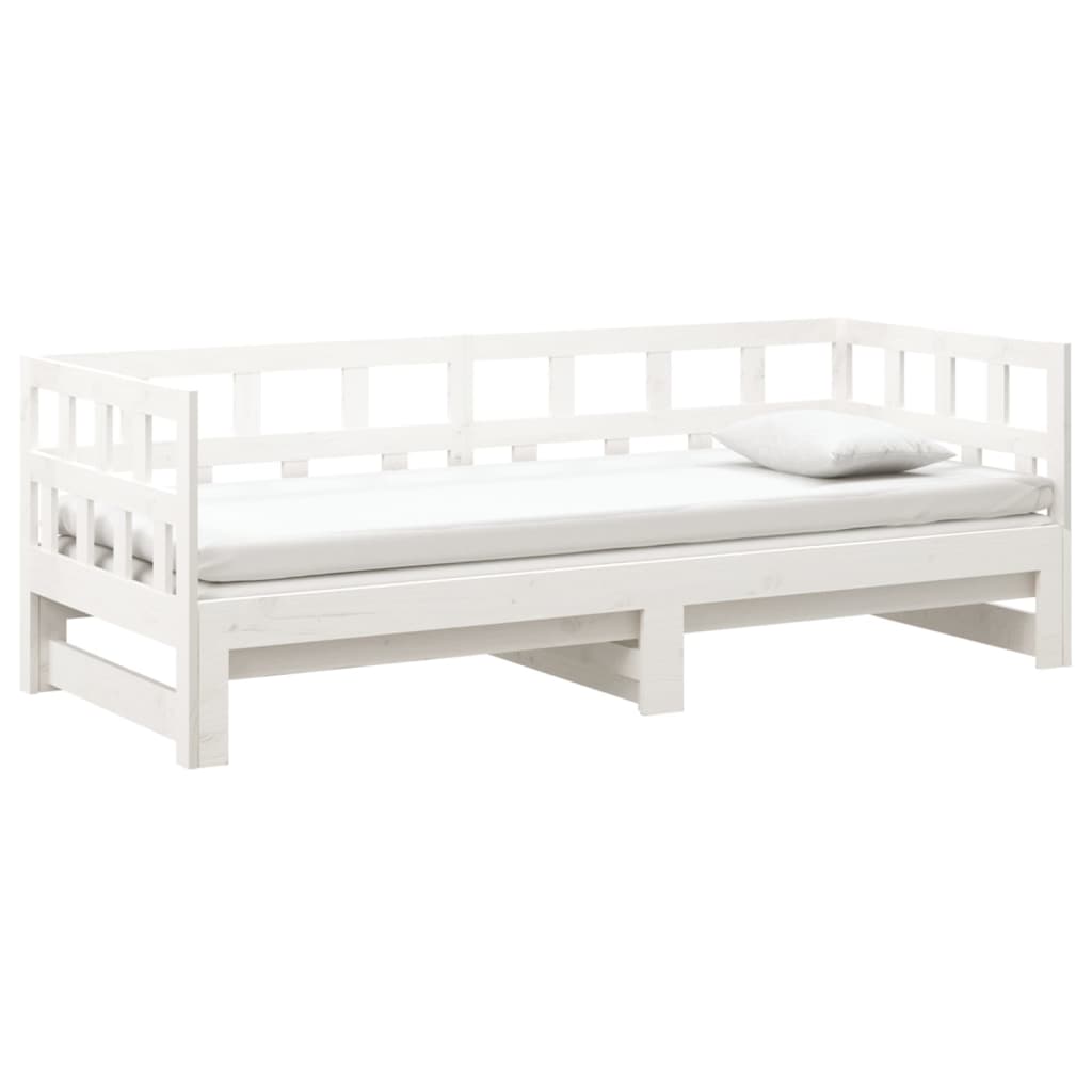 Daybed Extendable White Solid Pine 2x(90x200) cm