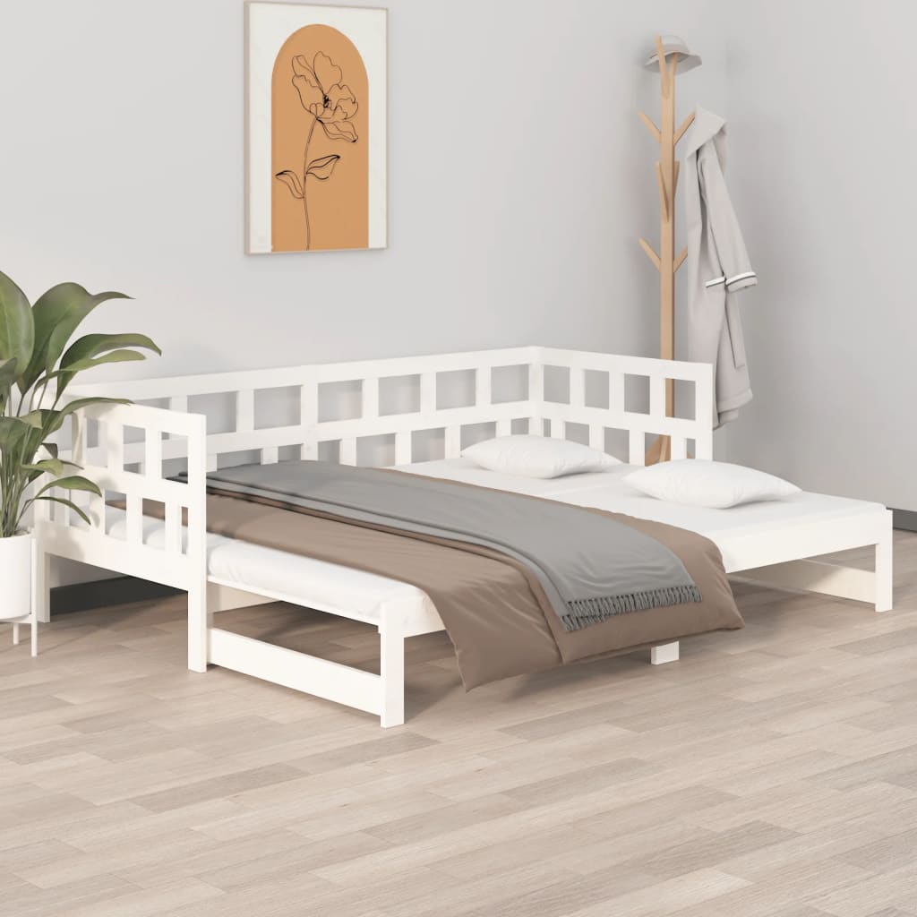 Daybed Extendable White Solid Pine 2x(90x200) cm