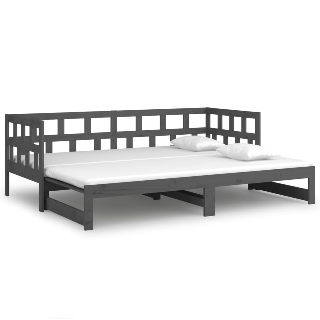 Daybed Extendable Grey Solid Pine 2x(90x200) cm