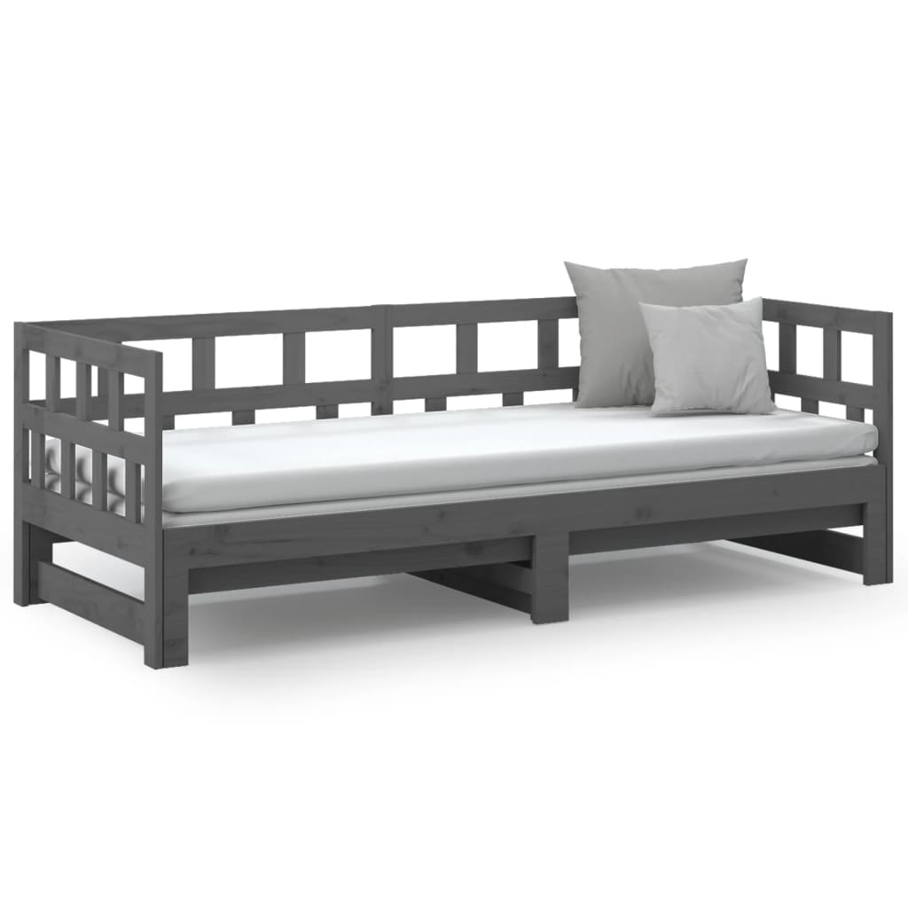 Daybed Extendable Grey Solid Pine 2x(90x200) cm