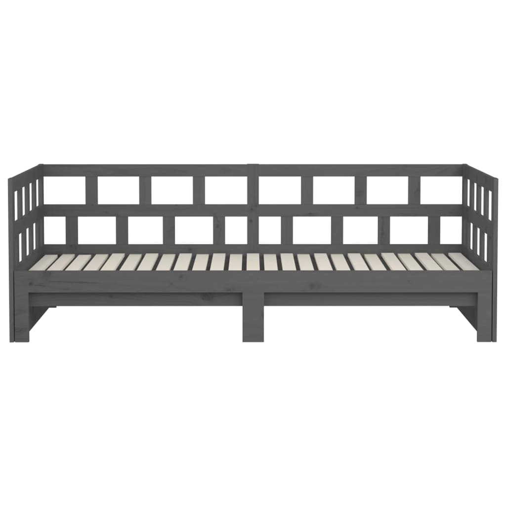 Daybed Extendable Grey Solid Pine 2x(90x200) cm