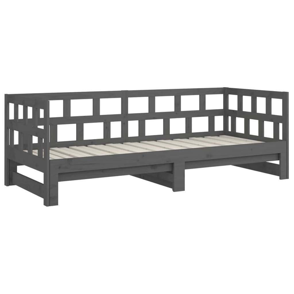 Daybed Extendable Grey Solid Pine 2x(90x200) cm