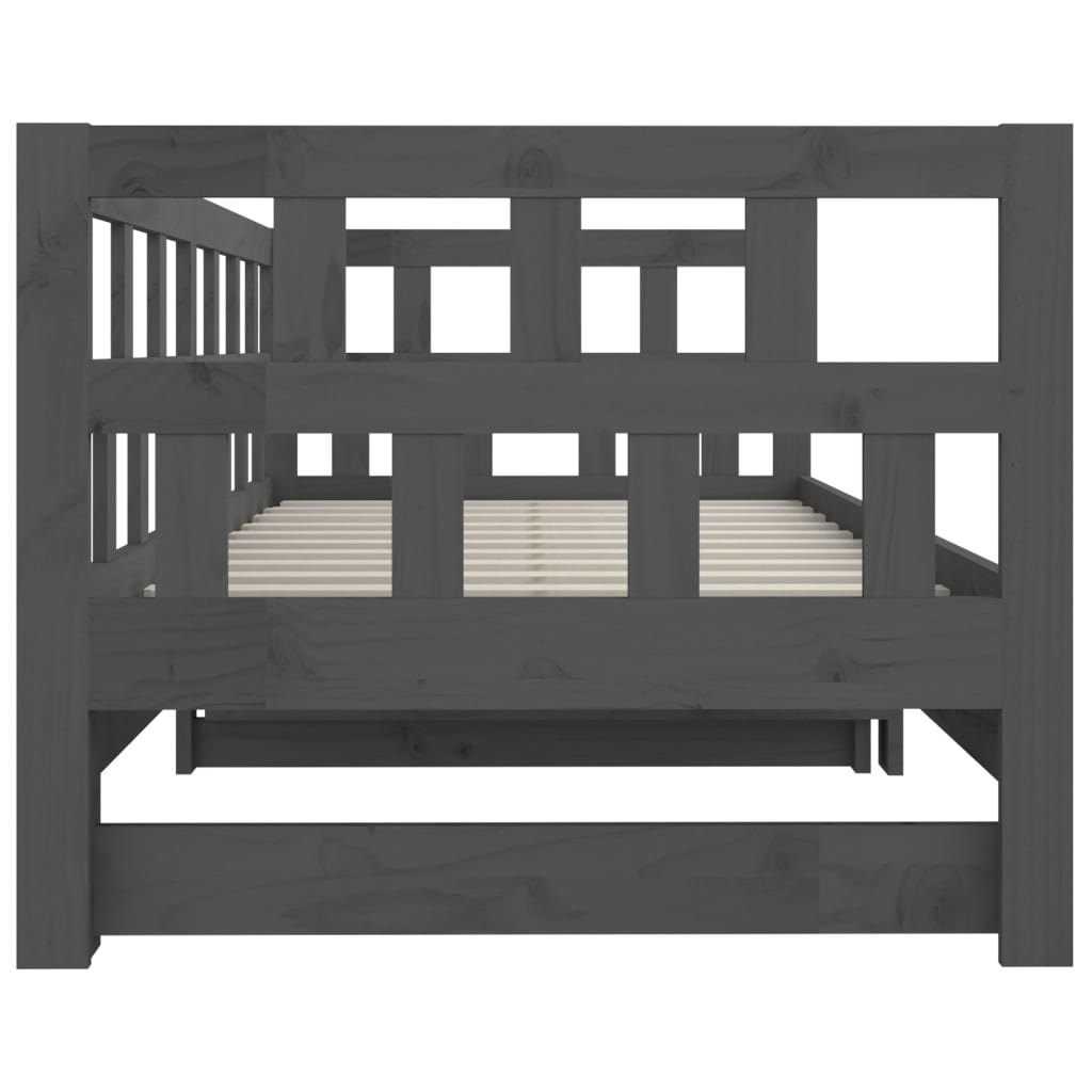 Daybed Extendable Grey Solid Pine 2x(90x200) cm