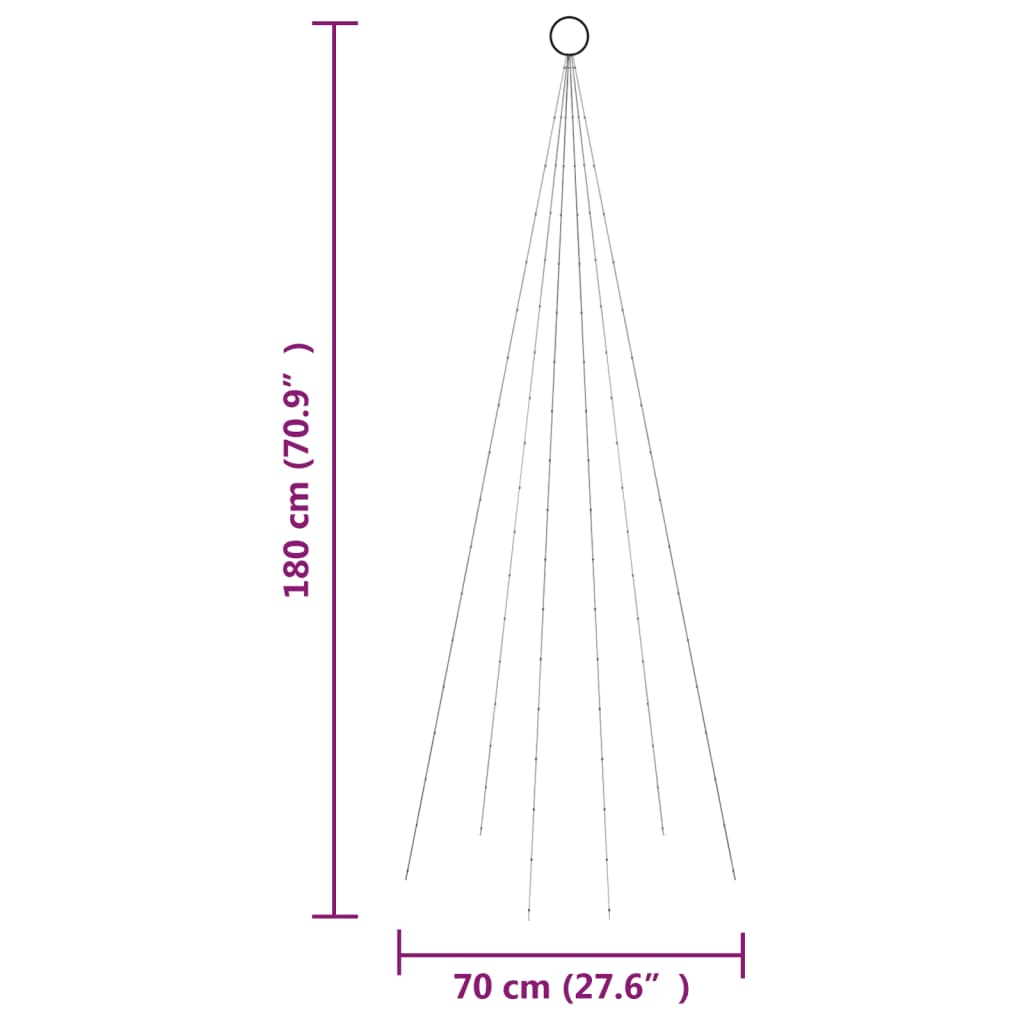 LED-Weihnachtsbaum für Fahnenmast Mehrfarbig 108 LEDs 180 cm