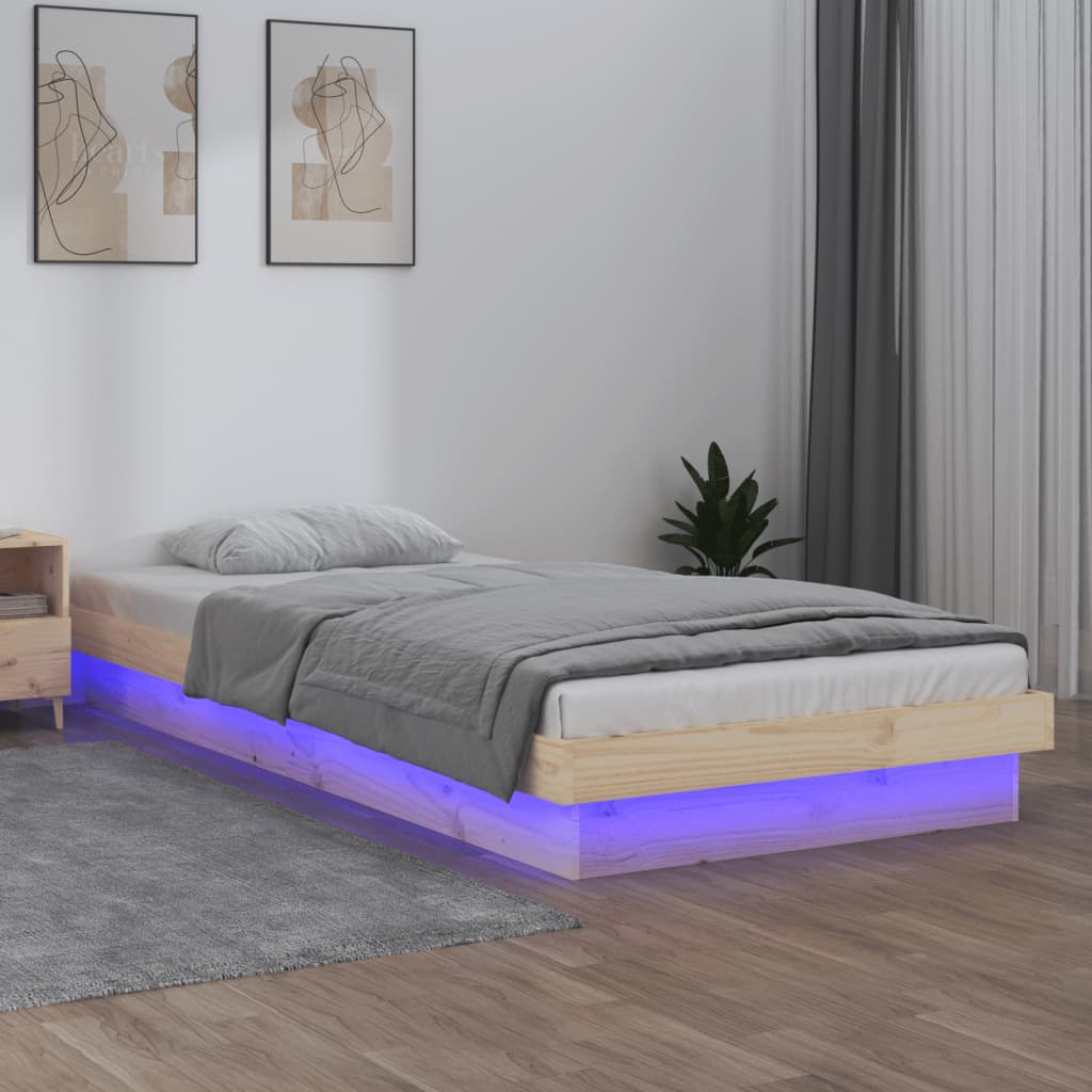 solid wood bed with LED 90x200 cm