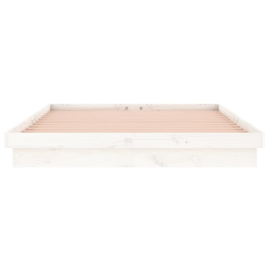 Solid wood bed with LEDs White 150x200 cm