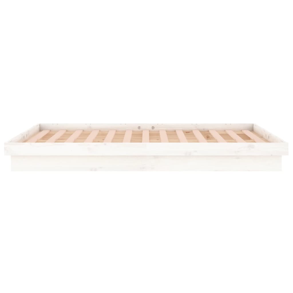 Solid wood bed with LEDs White 150x200 cm