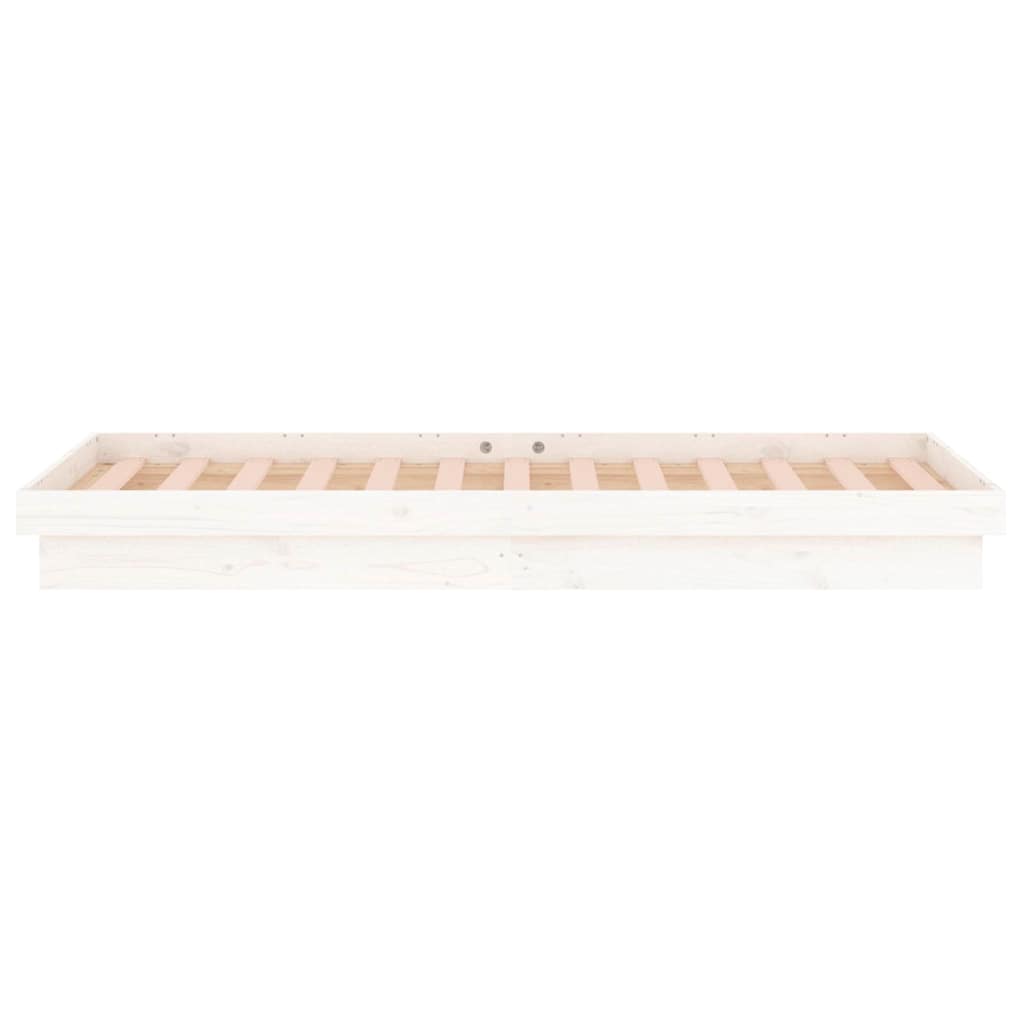 Solid wood bed with LEDs White 75x190 cm